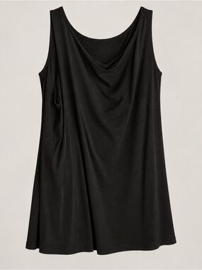 Susan Graver Black Sleeveless Draped A-Line shirt